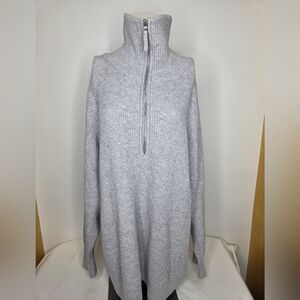 Aerie Size L Womens Heather Gray Turtleneck Half Zip-up Sweater